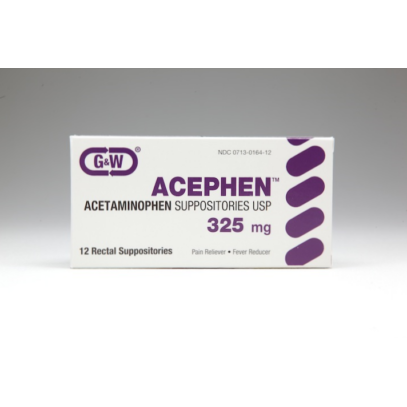 Acephen 325 mg Acetaminophen Suppositories - Fever Reducer & Pain Reliever