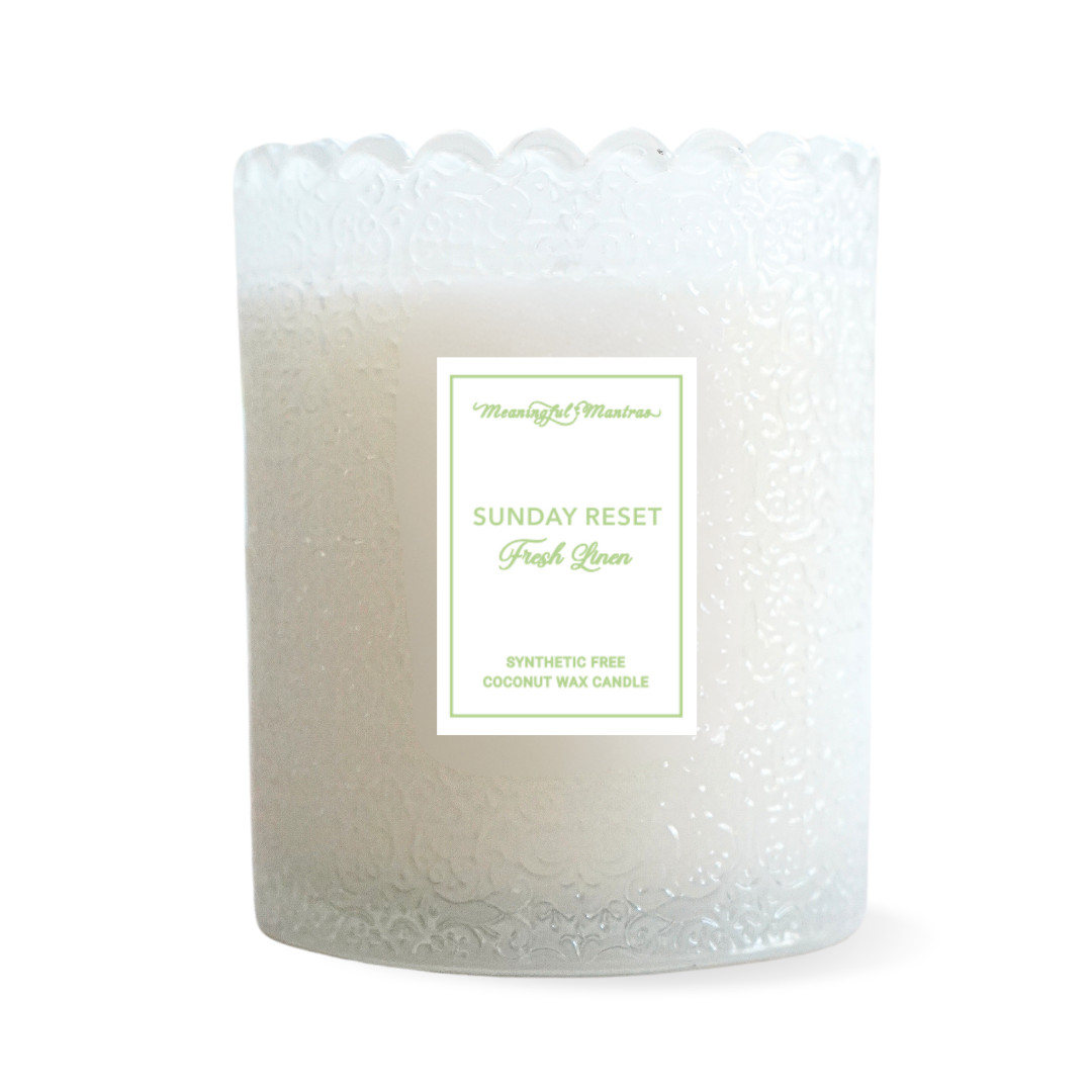 Sunday Reset Fresh Linen Natural Candle 8oz Kaia Collection