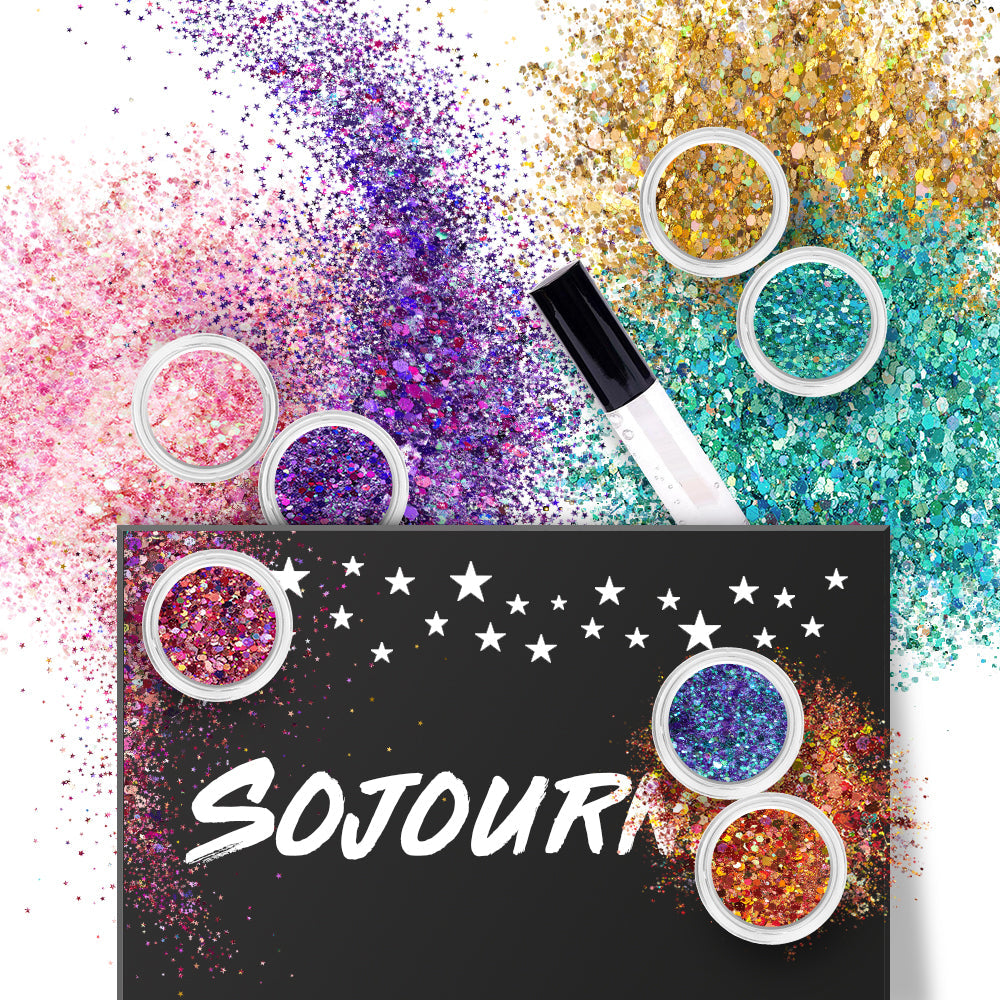 16 pack + 1 glitter glue Chunky Cosmetic Holographic Glitter