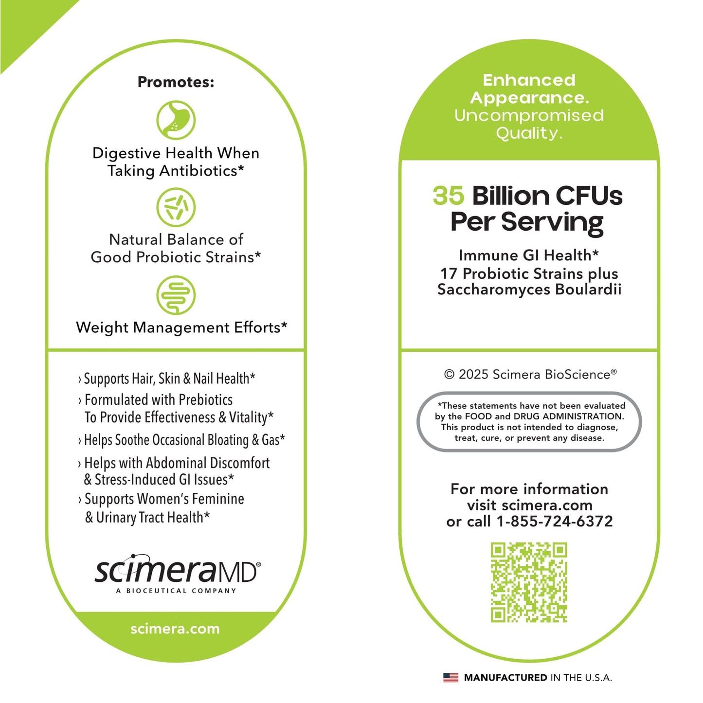 Scimera MD® Asprega Probiotic + Prebiotic Supplement for Digestive Health and Immune System Support, 35 Billion CFUs