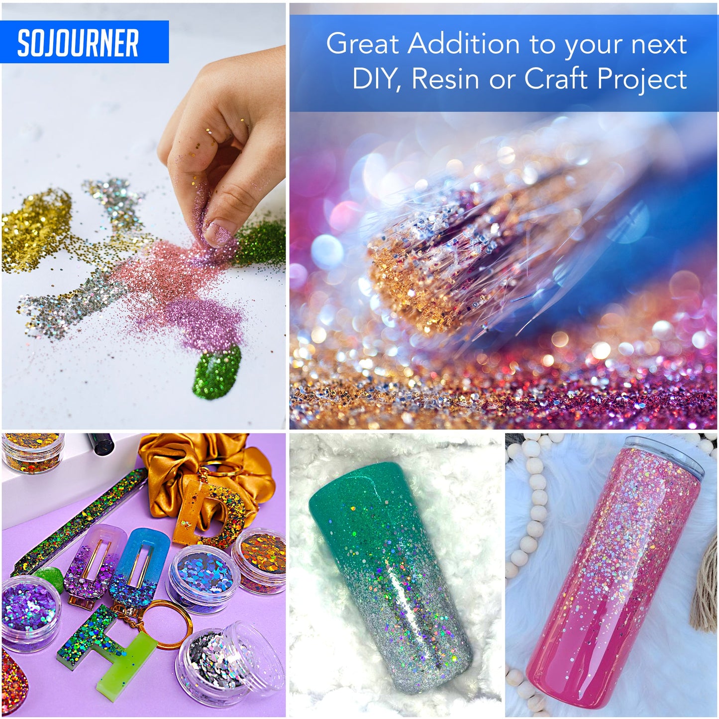 16 pack + 1 glitter glue Chunky Cosmetic Holographic Glitter