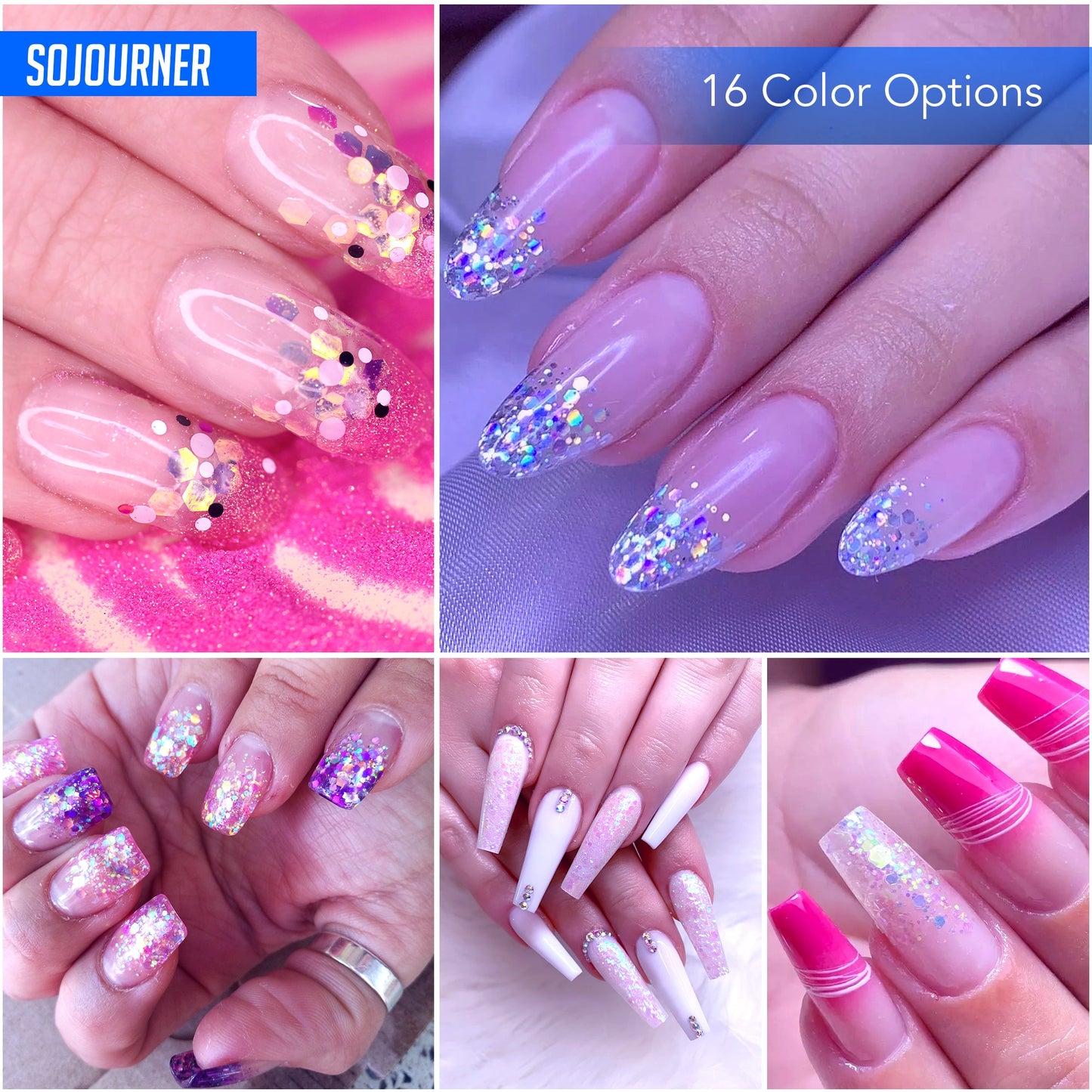 16 pack + 1 glitter glue Chunky Cosmetic Holographic Glitter