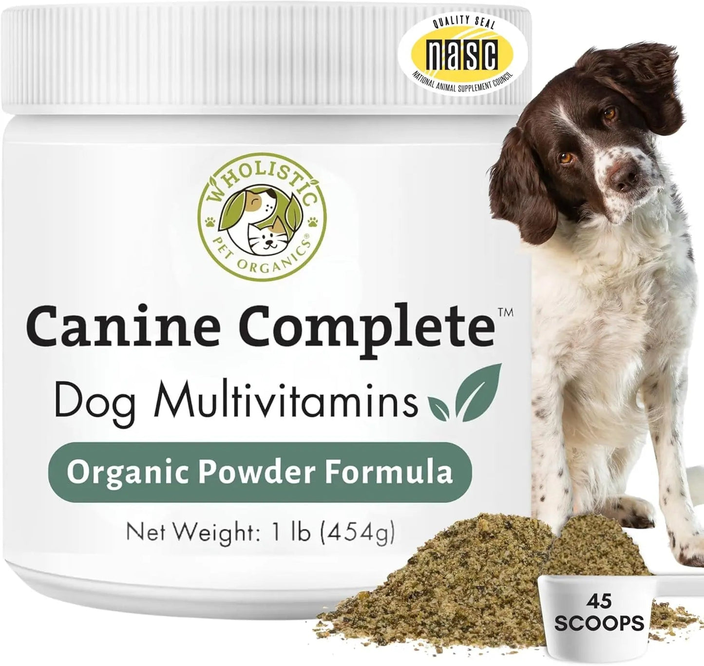 Wholistic Pet Organics Canine Complete 1lb Dog Multivitamin Powder 45 Scoops