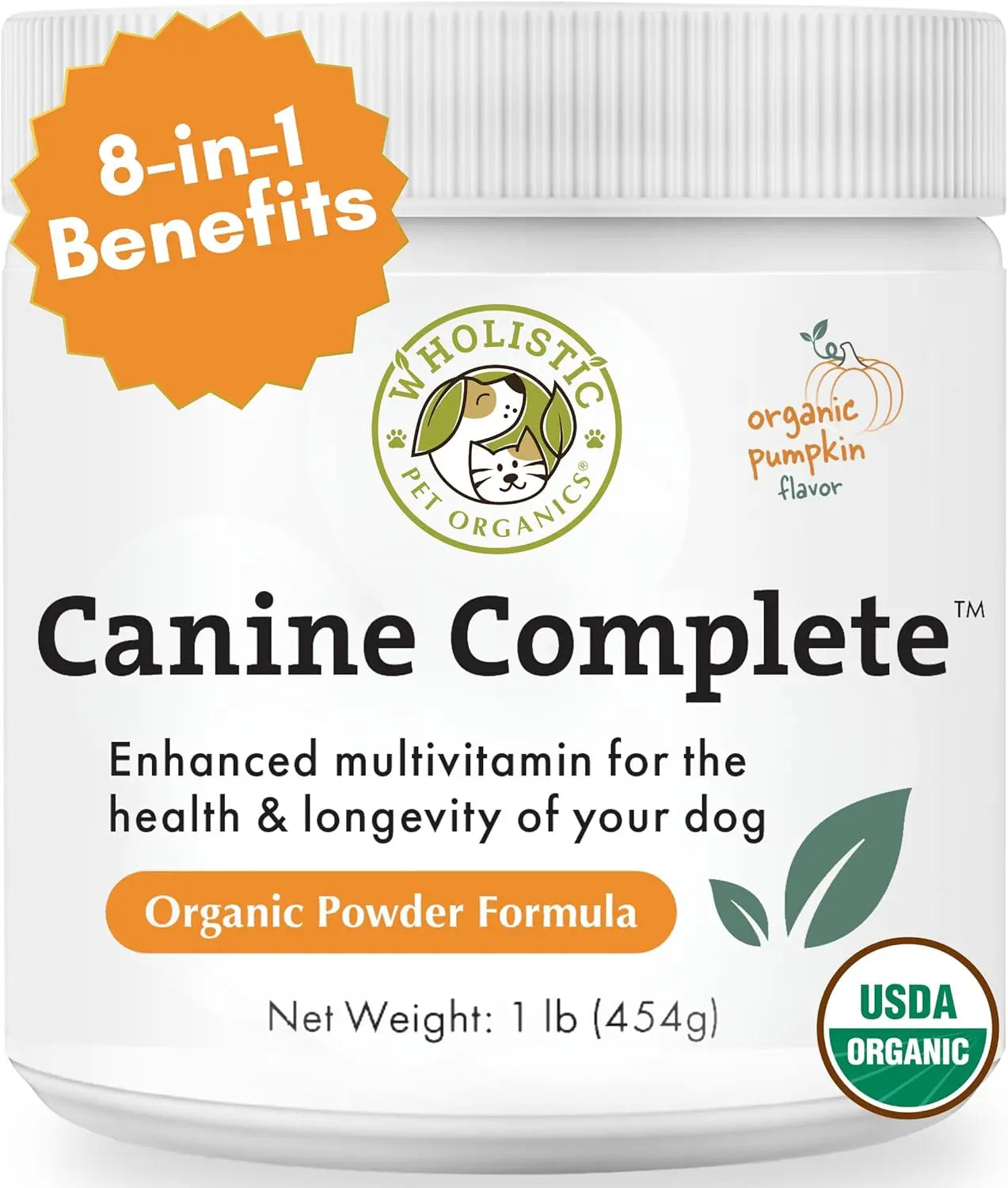 Wholistic Pet Organics Canine Complete 1lb Dog Multivitamin Powder 45 Scoops