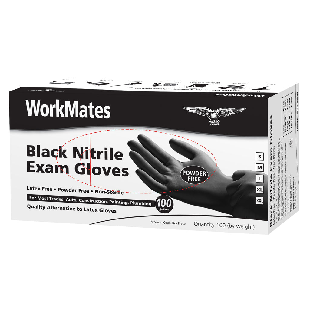 Workmates Black Nitrile Gloves (100 Ct.) Size Small